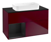 Тумба под раковину Villeroy & Boch Finion 100х50,1 см с подсветкой МДФ пион матовый лак/стекло черное матовое G652PDHB