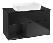 Тумба под раковину Villeroy & Boch Finion 100х50,1 см с подсветкой МДФ черный матовый лак/стекло черное матовое G652PDPD