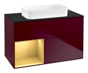 Тумба під раковину Villeroy & Boch Finion 100х50,1 см з підсвічуванням МДФ півонія матовий лак/скло чорне матове G652HFHB