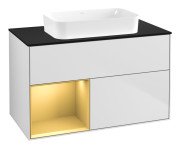 Тумба під раковину Villeroy & Boch Finion 100х50,1 см із підсвічуванням МДФ білий матовий лак/скло чорне матове G652HFMT