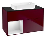 Тумба под раковину Villeroy & Boch Finion 100х50,1 см с подсветкой МДФ пион матовый лак/стекло черное матовое G652MTHB