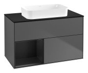 Тумба под раковину Villeroy & Boch Finion 100х50,1 см с подсветкой МДФ антрацит матовый лак/стекло черное матовое G652PDGK