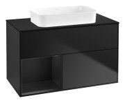 Тумба під раковину Villeroy & Boch Finion 100х50,1 см із підсвічуванням МДФ чорний матовий лак/скло чорне матове G652PDPD