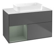 Тумба под раковину Villeroy & Boch Finion 100х50,1 см с подсветкой МДФ антрацит матовый лак/стекло белое матовое G651GMGK