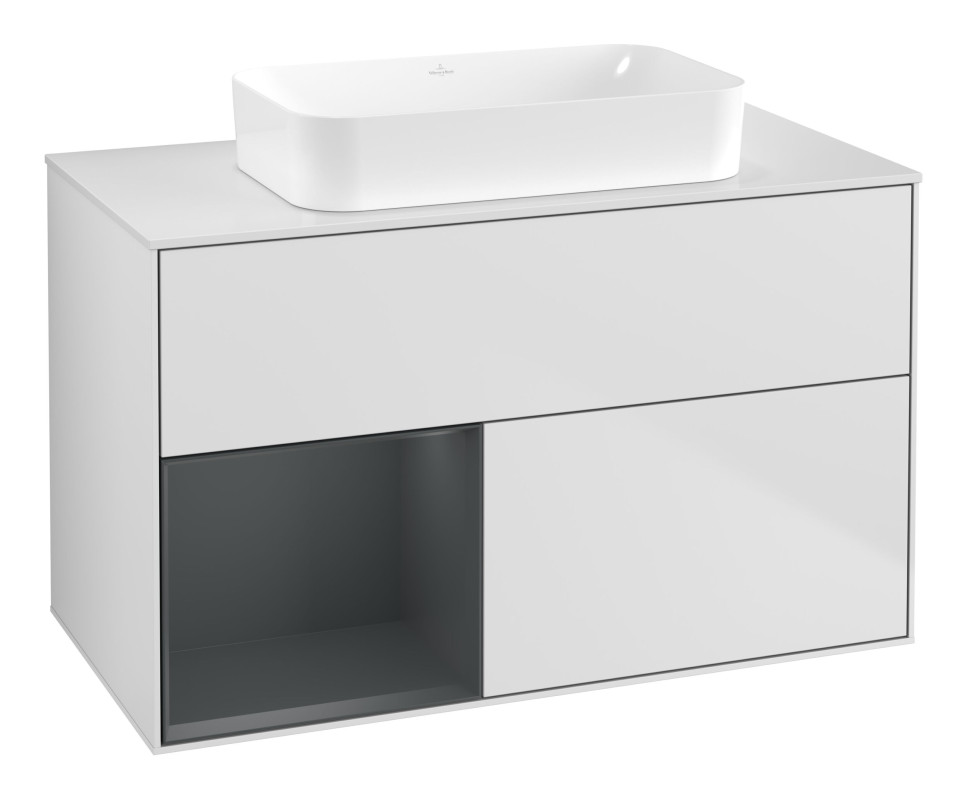 Тумба под раковину Villeroy & Boch Finion 100х50,1 см с подсветкой МДФ белый матовый лак/стекло белое матовое G651HGMT