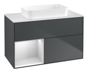 Тумба под раковину Villeroy & Boch Finion 100х50,1 см с подсветкой МДФ темно-синий матовый лак/стекло белое матовое G651MTHG