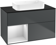 Тумба под раковину Villeroy & Boch Finion 100х50,1 см с подсветкой МДФ темно-синий матовый лак/стекло черное матовое G652MTHG