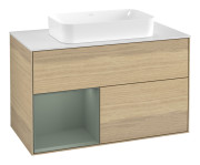 Тумба под раковину Villeroy & Boch Finion 100х50,1 см с подсветкой МДФ шпон дуба/стекло белое матовое G651GMPC