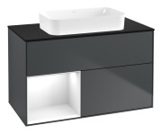 Тумба под раковину Villeroy & Boch Finion 100х50,1 см с подсветкой МДФ темно-синий матовый лак/стекло черное матовое G652GFHG