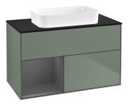 Тумба под раковину Villeroy & Boch Finion 100х50,1 см с подсветкой МДФ оливковый матовый лак/стекло черное матовое G652GKGM