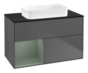 Тумба под раковину Villeroy & Boch Finion 100х50,1 см с подсветкой МДФ антрацит матовый лак/стекло черное матовое G652GMGK