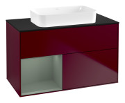 Тумба под раковину Villeroy & Boch Finion 100х50,1 см с подсветкой МДФ пион матовый лак/стекло черное матовое G652GMHB