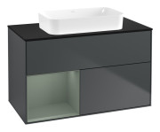 Тумба под раковину Villeroy & Boch Finion 100х50,1 см с подсветкой МДФ темно-синий матовый лак/стекло черное матовое G652GMHG