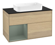 Тумба под раковину Villeroy & Boch Finion 100х50,1 см с подсветкой МДФ шпон дуба/стекло черное матовое G652GMPC