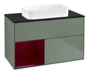 Тумба под раковину Villeroy & Boch Finion 100х50,1 см с подсветкой МДФ оливковый матовый лак/стекло черное матовое G652HBGM