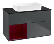 Тумба под раковину Villeroy & Boch Finion 100х50,1 см с подсветкой МДФ темно-синий матовый лак/стекло черное матовое G652HBHG