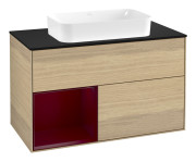 Тумба под раковину Villeroy & Boch Finion 100х50,1 см с подсветкой МДФ шпон дуба/стекло черное матовое G652HBPC