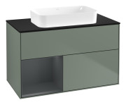 Тумба под раковину Villeroy & Boch Finion 100х50,1 см с подсветкой МДФ оливковый матовый лак/стекло черное матовое G652HGGM