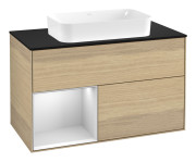 Тумба под раковину Villeroy & Boch Finion 100х50,1 см с подсветкой МДФ шпон дуба/стекло черное матовое G652MTPC