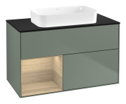 Тумба под раковину Villeroy & Boch Finion 100х50,1 см с подсветкой МДФ оливковый матовый лак/стекло черное матовое G652PCGM