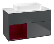 Тумба під раковину Villeroy & Boch Finion 100х50,1 см із підсвічуванням МДФ темно-синій матовий лак/скло біле матове G651HBHG