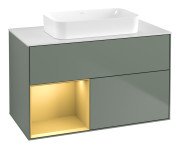 Тумба под раковину Villeroy & Boch Finion 100х50,1 см с подсветкой МДФ оливковый матовый лак/стекло белое матовое G651HFGM