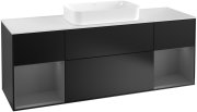 Тумба під раковину Villeroy & Boch Finion 160х50,1 см із підсвічуванням МДФ чорний матовий лак/скло біле матове G331GKPD