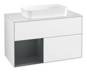 Тумба під раковину Villeroy & Boch Finion 100х50,1 см з підсвіткою МДФ білий глянцевий лак/скло біле матове G651HGGF