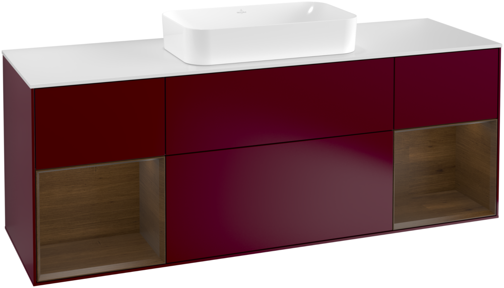 Тумба под раковину Villeroy & Boch Finion 160х50,1 см с подсветкой МДФ пион матовый лак/стекло белое матовое G331GNHB