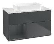 Тумба под раковину Villeroy & Boch Finion 100х50,1 см с подсветкой МДФ темно-синий матовый лак/стекло белое матовое G651HGHG