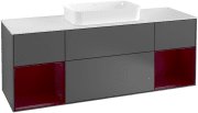 Тумба під раковину Villeroy & Boch Finion 160х50,1 см із підсвічуванням МДФ антрацит матовий лак/скло біле матове G331HBGK
