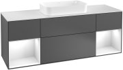 Тумба под раковину Villeroy & Boch Finion 160х50,1 см с подсветкой МДФ антрацит матовый лак/стекло белое матовое G331GFGK