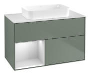 Тумба под раковину Villeroy & Boch Finion 100х50,1 см с подсветкой МДФ оливковый матовый лак/стекло белое матовое G651MTGM