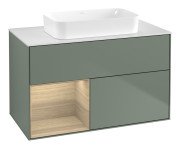 Тумба под раковину Villeroy & Boch Finion 100х50,1 см с подсветкой МДФ оливковый матовый лак/стекло белое матовое G651PCGM