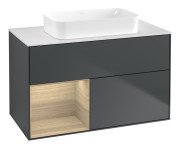 Тумба під раковину Villeroy & Boch Finion 100х50,1 см із підсвічуванням МДФ темно-синій матовий лак/скло біле матове G651PCHG