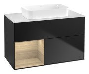 Тумба под раковину Villeroy & Boch Finion 100х50,1 см с подсветкой МДФ черный матовый лак/стекло белое матовое G651PCPD