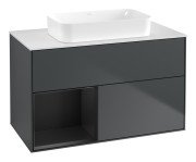 Тумба под раковину Villeroy & Boch Finion 100х50,1 см с подсветкой МДФ темно-синий матовый лак/стекло белое матовое G651PDHG