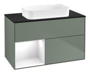 Тумба под раковину Villeroy & Boch Finion 100х50,1 см с подсветкой МДФ оливковый матовый лак/стекло черное матовое G652GFGM