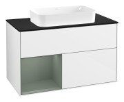 Тумба під раковину Villeroy & Boch Finion 100х50,1 см з підсвіткою МДФ білий глянцевий лак/скло чорне матове G652GMGF