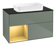 Тумба під раковину Villeroy & Boch Finion 100х50,1 см із підсвічуванням МДФ оливковий матовий лак/скло чорне матове G652HFGM