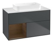 Тумба під раковину Villeroy & Boch Finion 100х50,1 см із підсвічуванням МДФ темно-синій матовий лак/скло біле матове G651GNHG