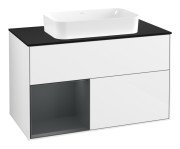 Тумба під раковину Villeroy & Boch Finion 100х50,1 см з підсвіткою МДФ білий глянцевий лак/скло чорне матове G652HGGF