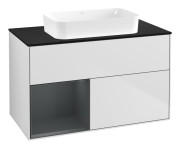 Тумба під раковину Villeroy & Boch Finion 100х50,1 см із підсвічуванням МДФ білий матовий лак/скло чорне матове G652HGMT