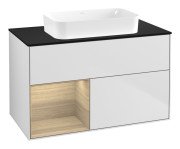 Тумба под раковину Villeroy & Boch Finion 100х50,1 см с подсветкой МДФ белый матовый лак/стекло черное матовое G652PCMT