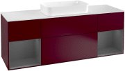 Тумба під раковину Villeroy & Boch Finion 160х50,1 см з підсвічуванням МДФ півонія матовий лак/скло біле матове G331GKHB