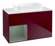 Тумба під раковину Villeroy & Boch Finion 100х50,1 см з підсвічуванням МДФ півонія матовий лак/скло біле матове G651GMHB