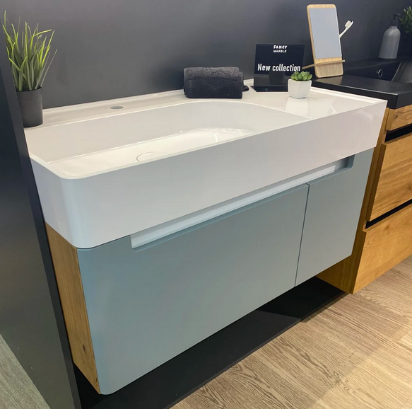 Тумба під раковину Fancy Marble Edge 95х48 см МДФ/шпон графіт матовий/дуб натуральний Edge-СШ