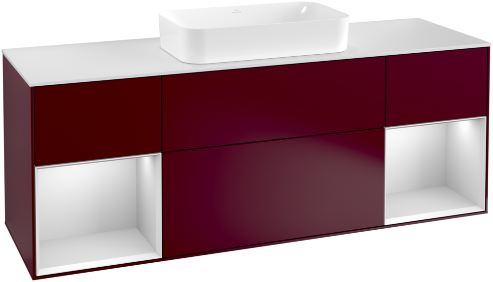 Тумба под раковину Villeroy & Boch Finion 160х50,1 см с подсветкой МДФ пион матовый лак/стекло белое матовое G331MTHB