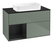 Тумба под раковину Villeroy & Boch Finion 100х50,1 см с подсветкой МДФ оливковый матовый лак/стекло черное матовое G652PDGM