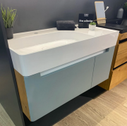 Тумба под раковину Fancy Marble Edge 95х48 см МДФ/шпон графит матовый/дуб натуральный Edge-СШ